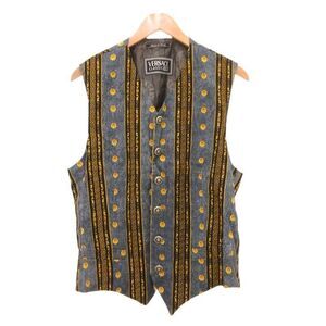 VERSACE Classic VERSACE Classic Vest Stripe Print All Over Pattern Blue Blue